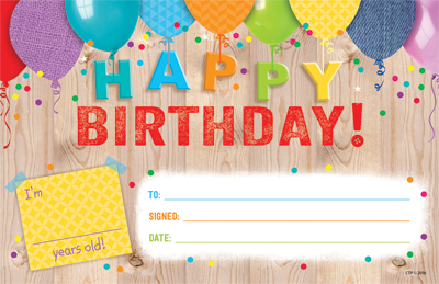 Certificate - Upcycle Style Happy Birthday - Pk 30  CTP2518