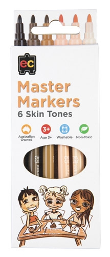Felt Pens Fine 6PCS Multicultural Skin Tone Set EC Master Markers 9314289030797