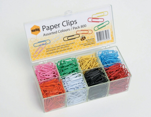 Coloured Paper Clips - Case Of 800 (Box of 800, Assorted Colours, 33mm) 9312311975269