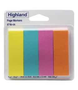 Page Markers Highland Orange Pink Blue Yellow Pk 200 021200527104