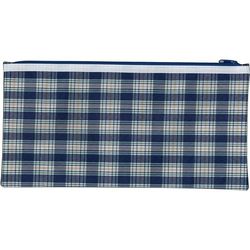 PENCIL CASE 1 ZIP BLUE TARTAN POLYESTER 34CMX17CM 9313023341717