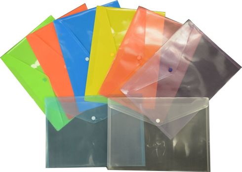 Document Wallet Plastic A4 Blue Osmer Button Closure 9313023461095