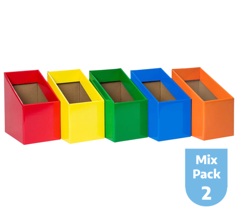 BOOK BOX PK 5 ASST MIX #2 RED YLW GRN BLU OGE 170W X250D X 280H X 170HF 653341531520