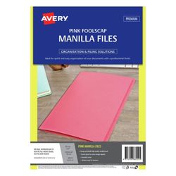 Avery Pink Manilla Folder Foolscap, 186 GSM