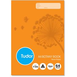 Botany Book A4 64 Page Tudor 18mm Feint Rule &amp; Plain Interleaved Stapled [T186i] 9310029050735