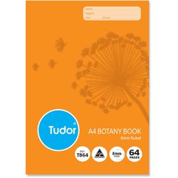 Botany Book A4 64 Page Tudor 8mm Feint Rule &amp; Plain Interleaved Stapled [T864] 9310029220930
