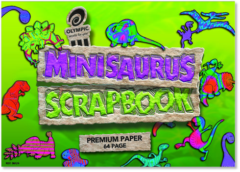 Scrap Book 64 Page Olympic &quot;Minisaurus&quot; Bond 90gsm Stapled 168mmx240mm [SM26] 9310029424703