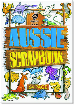 Scrap Book 64 Page Olympic &quot;Aussie Animals&quot; 67gsm Stapled 335mmx240mm [S332] 9310353012379