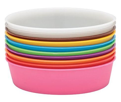 PLASTIC PAINTING BOWLS 13CM ASST  10'S