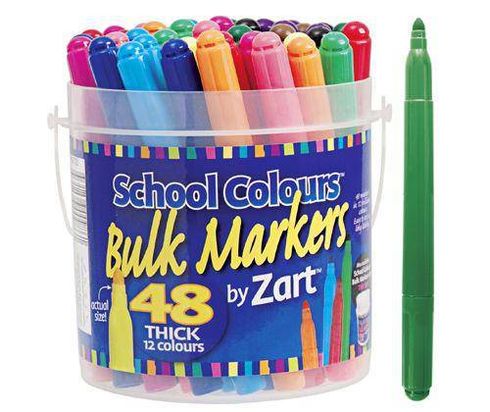 SCHOOL COLOURS THICK MARKERS 48'S