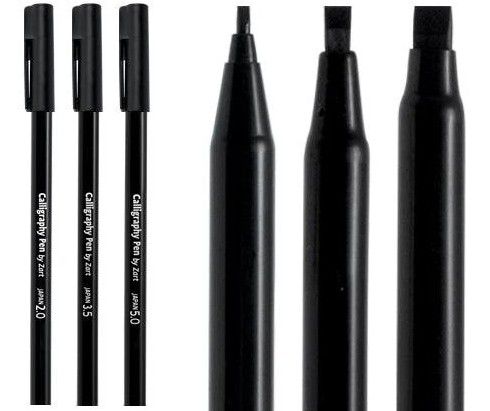 CALLIGRAPHY PEN ASST SIZES 3'S BLACK