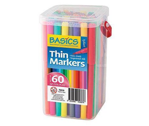 BASICS THIN MARKERS ASST 60'S