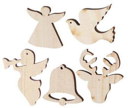 WOODEN LARGE XMAS SHAPES ASST 30'S