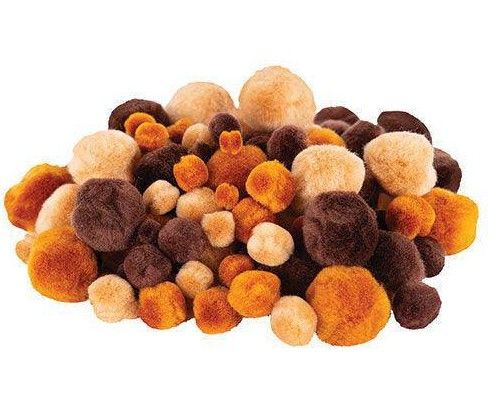 Pom Poms 55g Earth Tones Asst Sizes Approx 95PCS