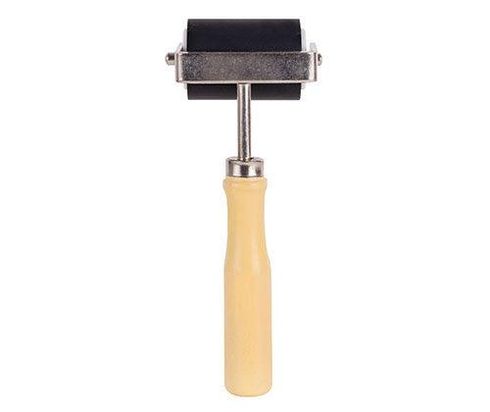 HARD RUBBER ROLLER WITH WOODEN HANDLE 50MM