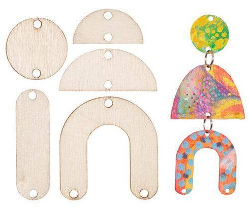 WOODEN EARRING DROP PIECES 90S
