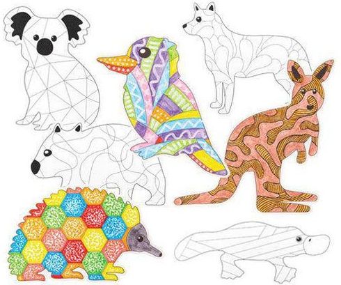 Cardboard Shapes 21PCS Colour Me Australian Animals