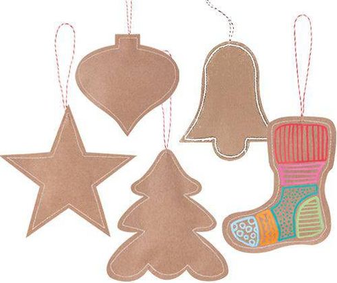 STITCHED  KRAFT CHRISTMAS ORNAMENTS 10S