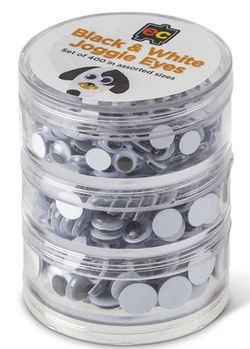 Joggle Eyes Black and White Set 400 Asst Sizes 9314289033088