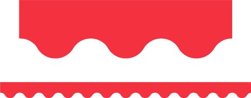 Primary Colours (Red) - Scalloped Border (Pack of 12)