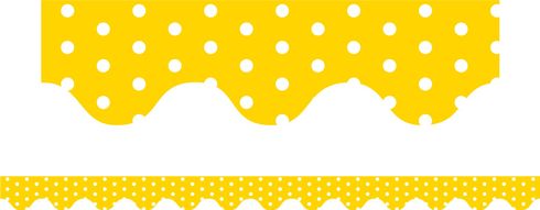 Yellow Polka Dots - Scalloped Borders (Pack of 12)