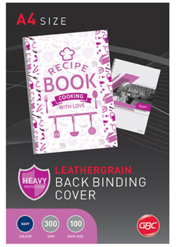 GBC BINDING COVER A4 L/GRAIN NAVY PK100