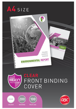 GBC BINDING COVER A4 200 MICRON CLEAR PK100