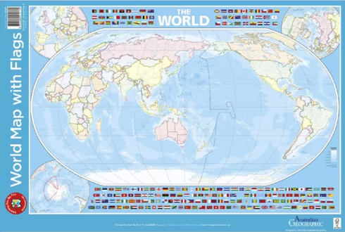 Learning Can Be Fun World Map with Flags Double Sided Chart