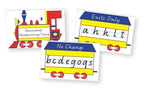 A4 Handwriting Train Cards Qld Modern Cursive