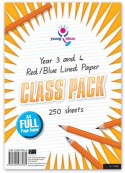 Paper – A4 Yr 3/4 FULL Page Ruled CLASS Pk 250