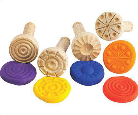 Wooden Dough Stampers - Set of 4