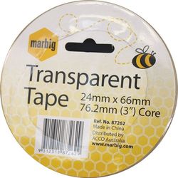 Tape Clear 24Mm X 66Mm 75Mm Core - Marbig 9312311872629