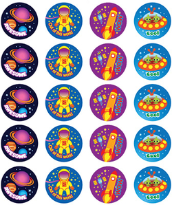 Stickers - Space - Pk 100  9321862006681