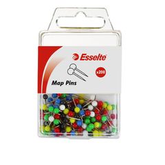 Esselte Map Pins  (Pack of 200, Assorted Colours) 9310924304858