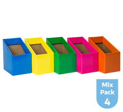 BOOK BOX PK 5 ASST MIX #4 BLU YLW GRN MGTA OGE 170W X250D X 280H X 170HF 653341531728