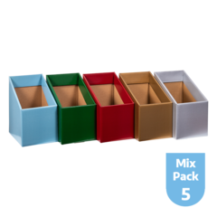 BOOK BOX PK 5 ASST MIX #5 RBY GLD SLVR DGRN SAPHR 170W X250D X 280H X 170HF 752830882294