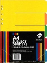 SUBJECT DIVIDERS A4 5 TAB MANILLA ASST COLS OLYMPIC