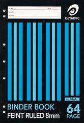 Binder Book A4 64 Page Olympic Stripe 8mm Feint Rule Stapled [B864] 9310353032988