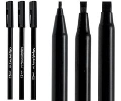 CALLIGRAPHY PEN ASST SIZES 3'S BLACK