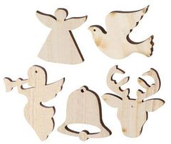 WOODEN LARGE XMAS SHAPES ASST 30'S