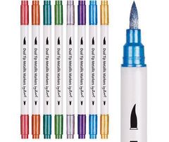 DUAL TIP METALLIC MARKERS ASSORTED 8S