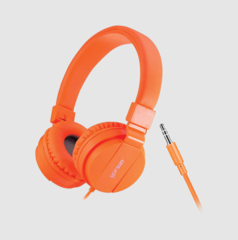 HEADPHONES OVER EAR STYLE FOLDING COMFORT EAR PADS 3.5MM ORANGE