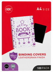GBC BINDING COVER A4 L/GRAIN BLACK PK100