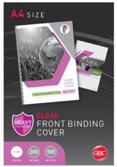 GBC BINDING COVER A4 200 MICRON CLEAR PK100
