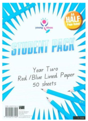 Paper – A4 Yr 2 HALF Page Ruled STUDENT Pk 50