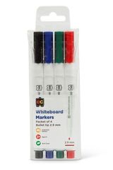Whiteboard Marker Pk 4 Thin Barrel Asst Cols 9314289032074