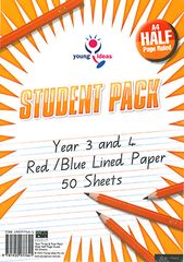 Paper – A4 Yr 3/4 HALF Page Ruled STUDENT Pk 50 YI77641