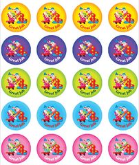 Stickers - Clown-Great Job - Pk 100  9321862006643